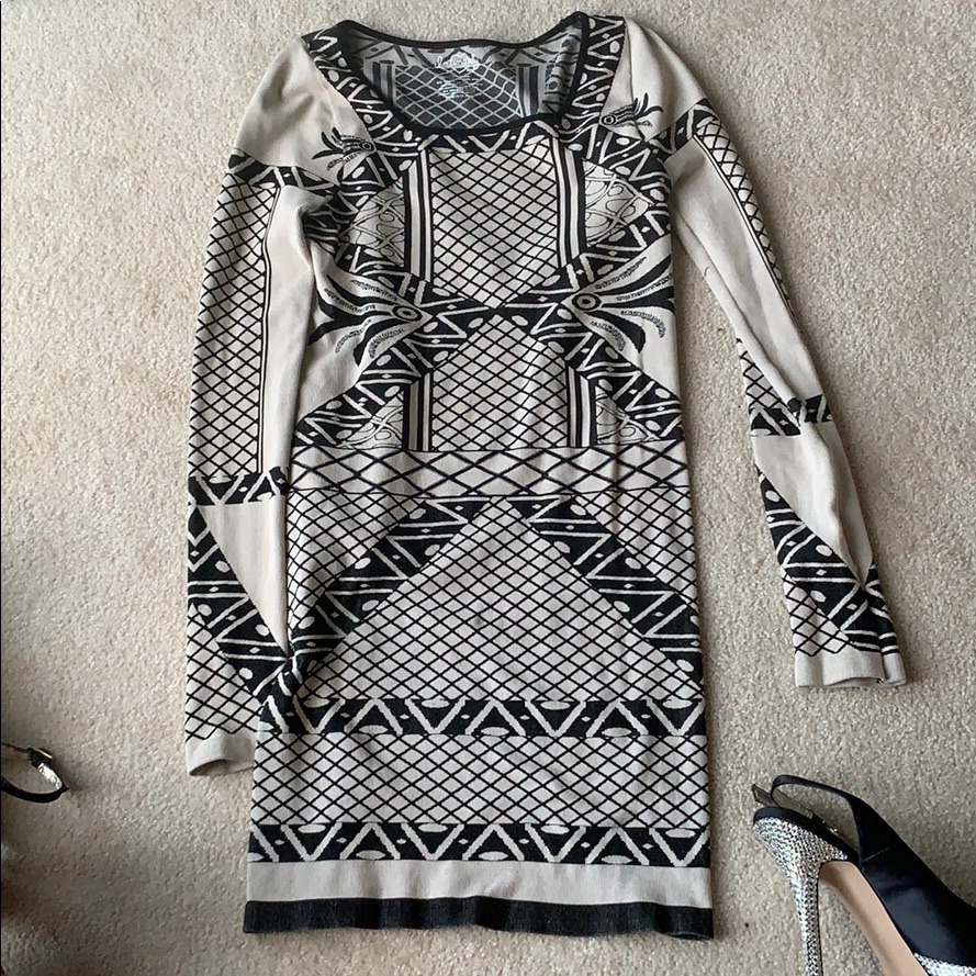 Free People Sz M Body Con Geometric Dress